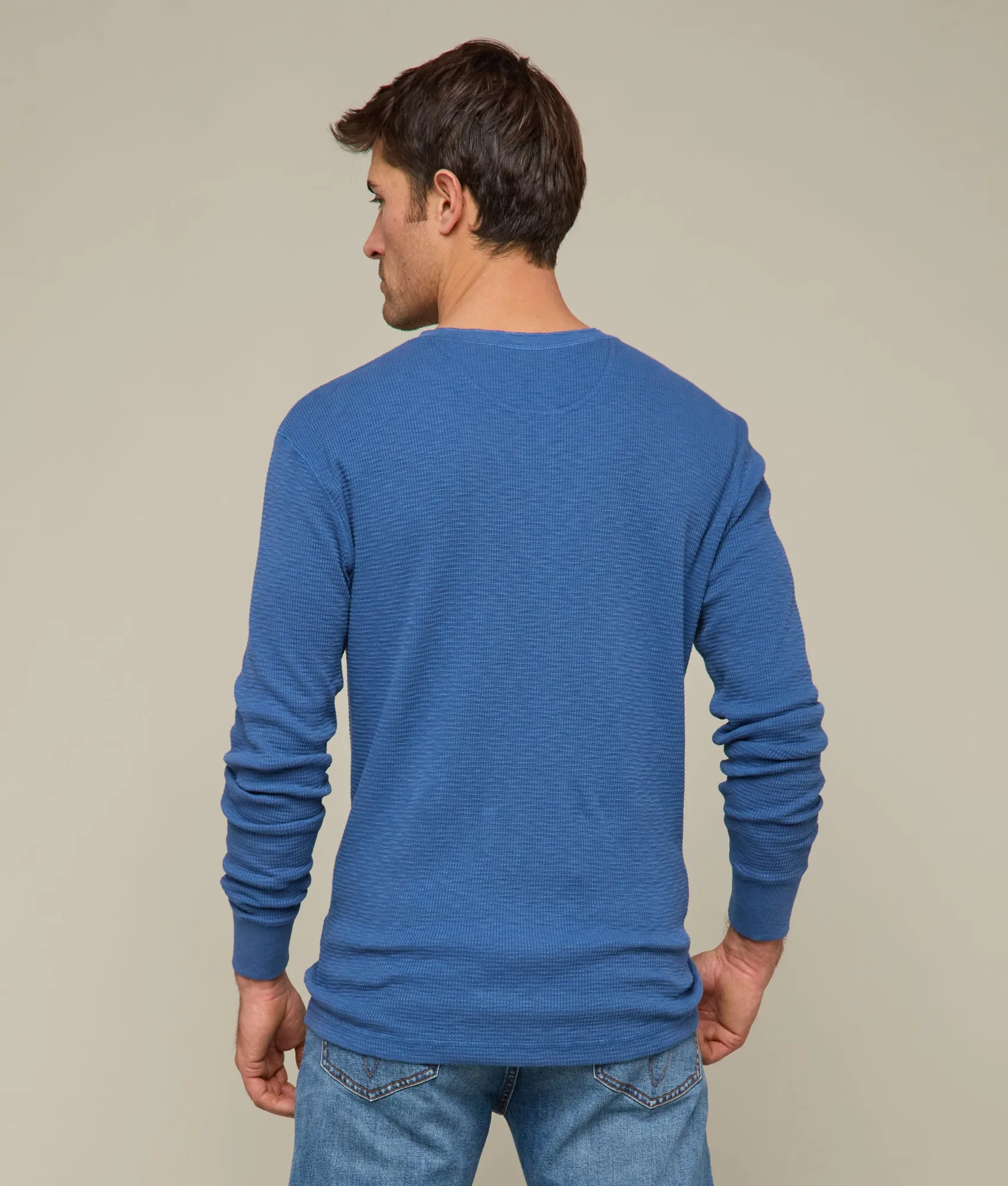 Waffle Henley :: Heathered Indigo