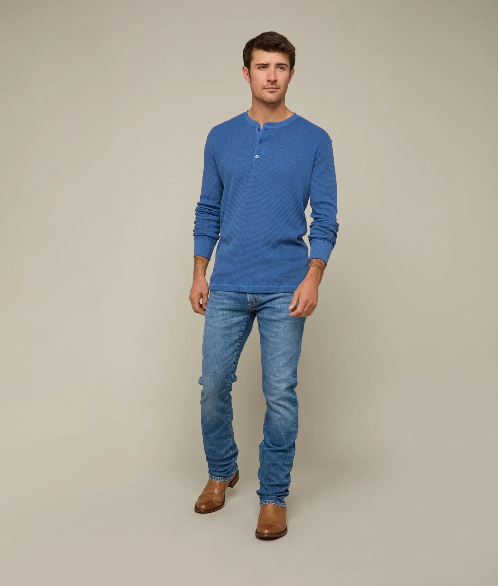Waffle Henley :: Heathered Indigo