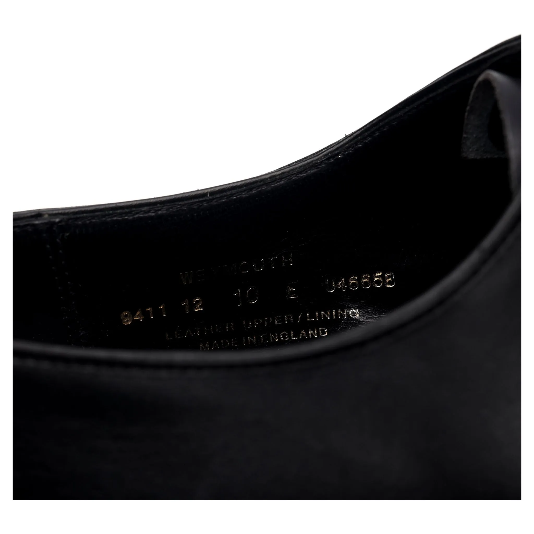 'Weymouth' Black Leather Wholecut Oxford UK 10 E
