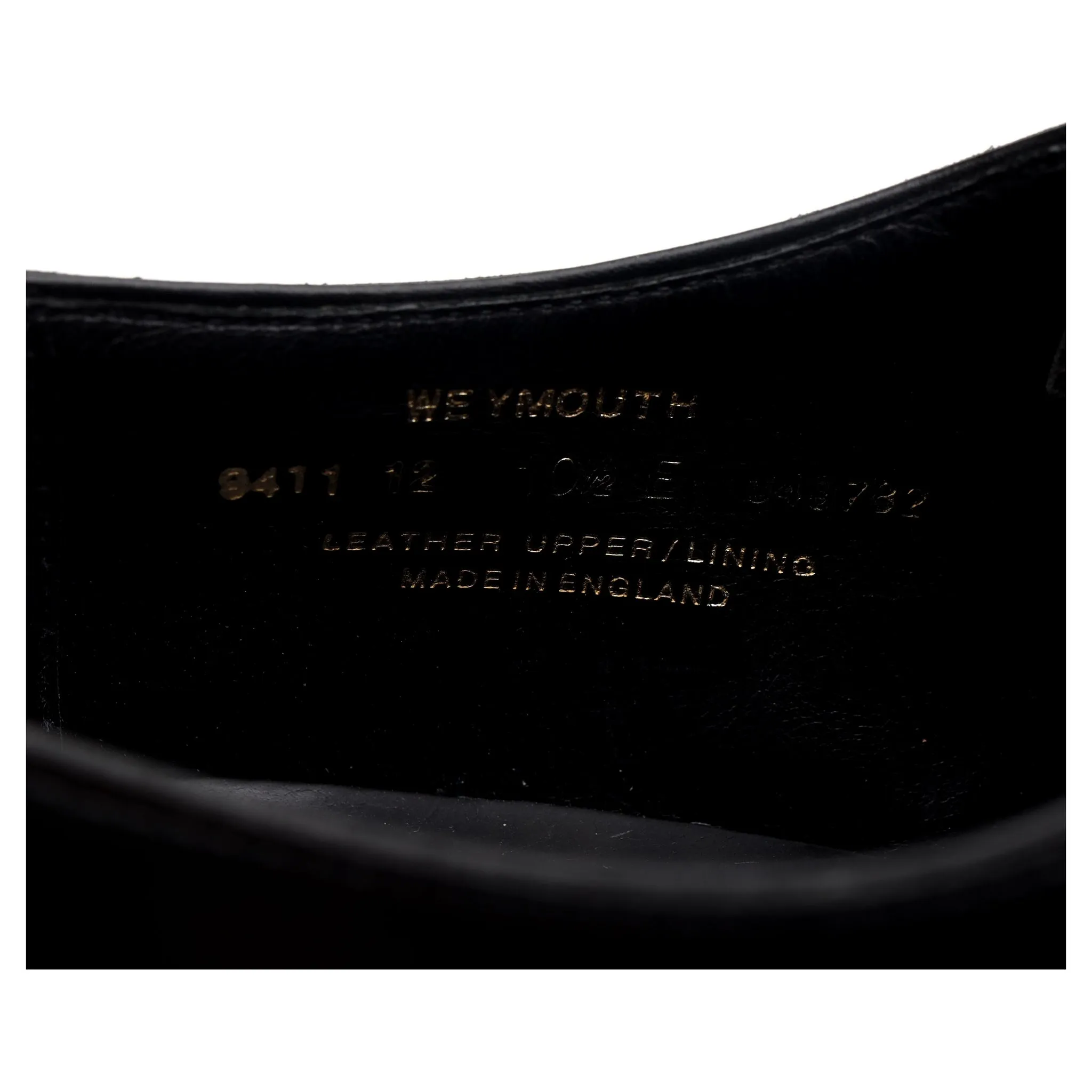 'Weymouth' Black Leather Wholecut Oxford UK 10.5 E