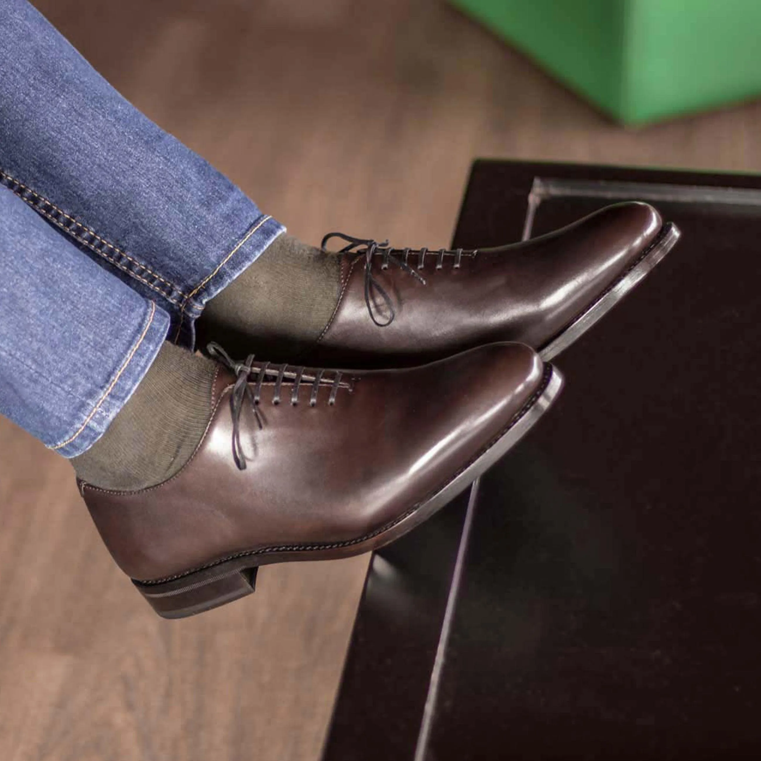 Whole Cut dark brown box calf