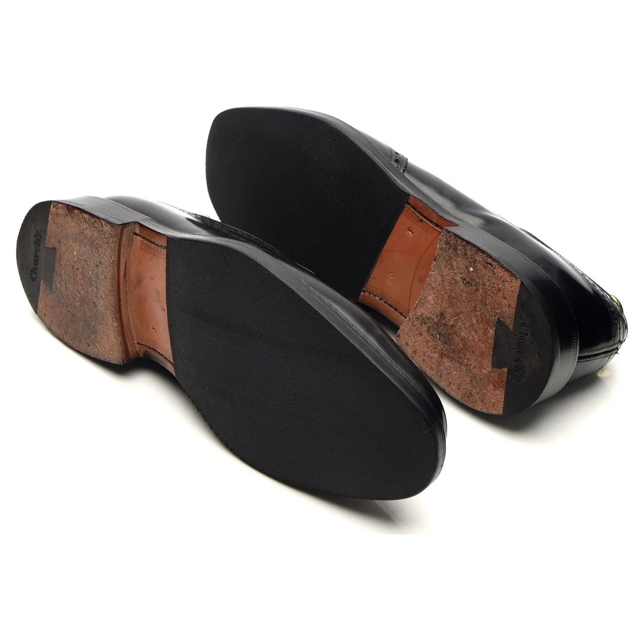 'Wirral' Black Leather Derby Brogue UK 8 F
