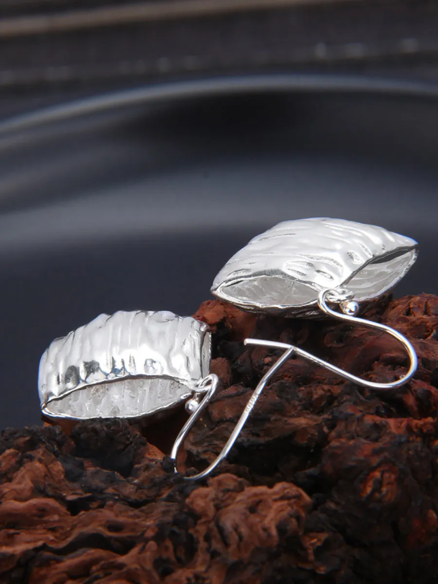 Women Casual S925Silver Square Irregular Texture Earrings