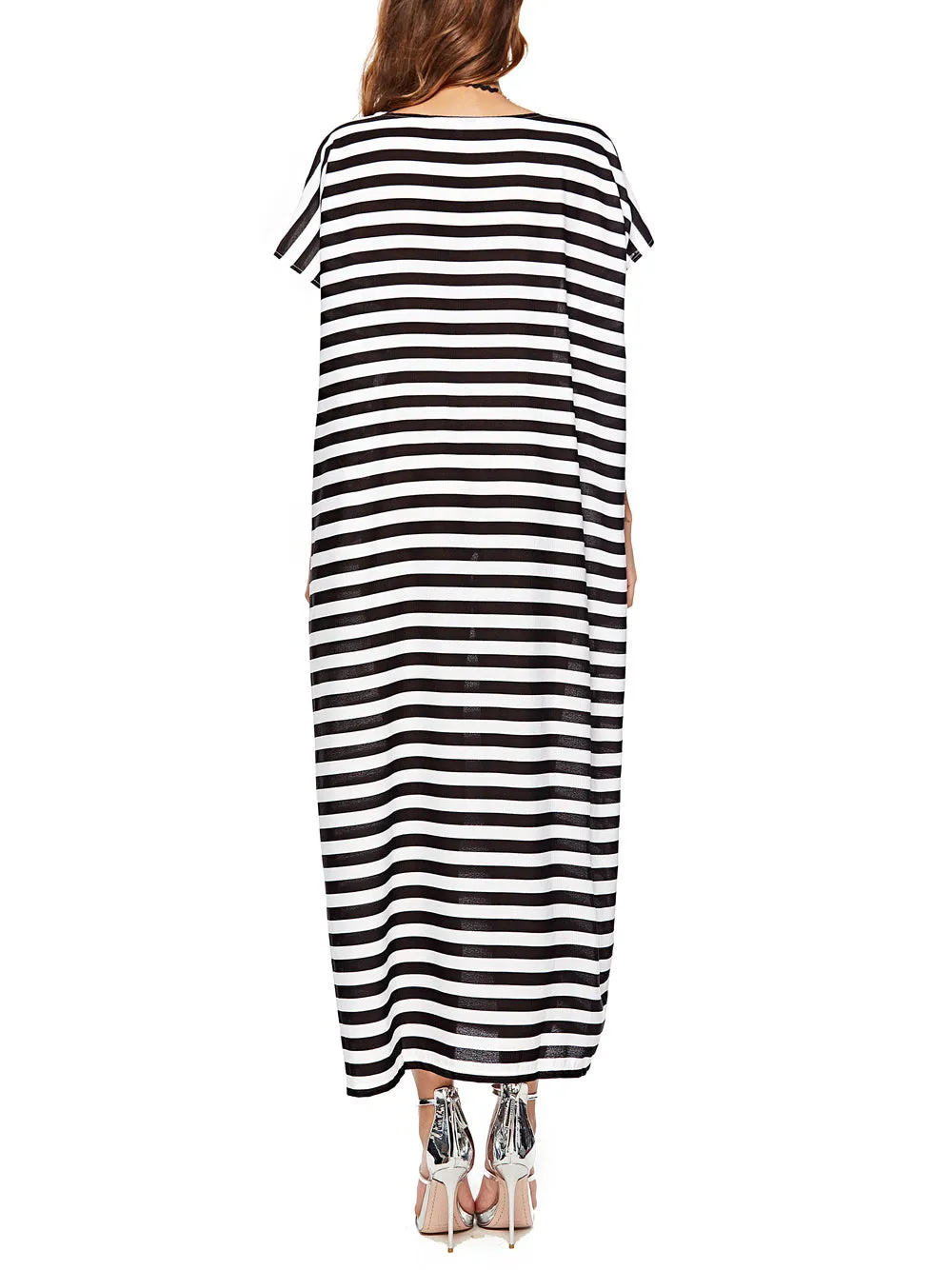 Women Fashion Striped Loose Maxi Dress
