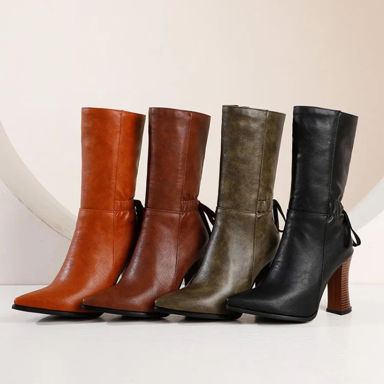 Women Pointed Toe High Heel Short Boots