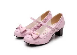 Women's Mary Jane Pumps - Sweet Bow High Heel Lolita Dress Shoes