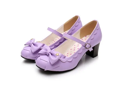Women's Mary Jane Pumps - Sweet Bow High Heel Lolita Dress Shoes