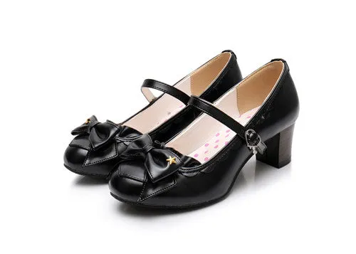 Women's Mary Jane Pumps - Sweet Bow High Heel Lolita Dress Shoes