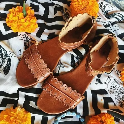 Womens Summer Sandals Flat Ankle Strap Casual Shoes Back Zipper Zip-up Fashion Footwear  AB17-1
