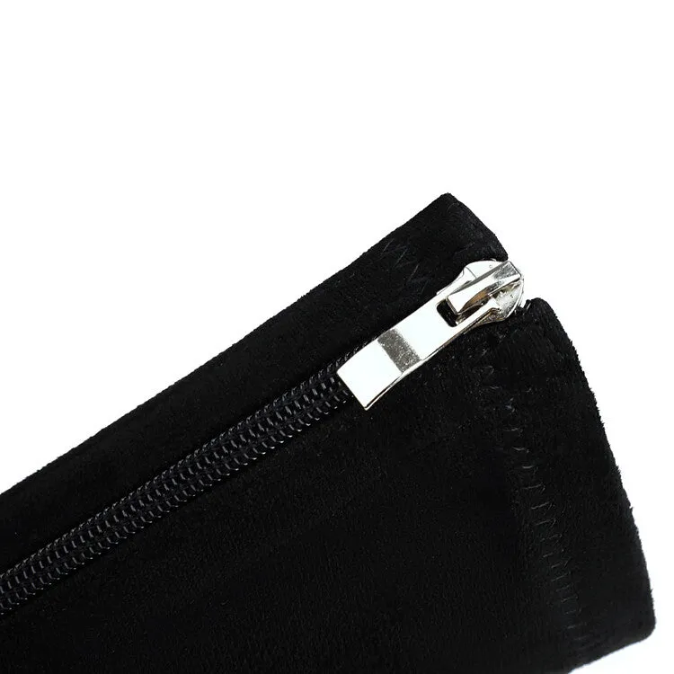 Women's Velvet Square Toe Block Heel Short Boots