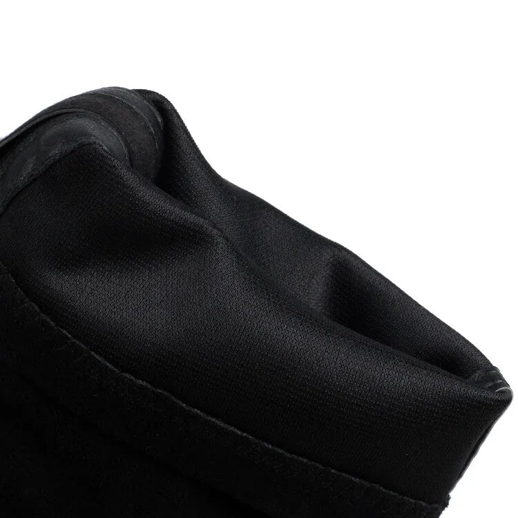 Women's Velvet Square Toe Block Heel Short Boots