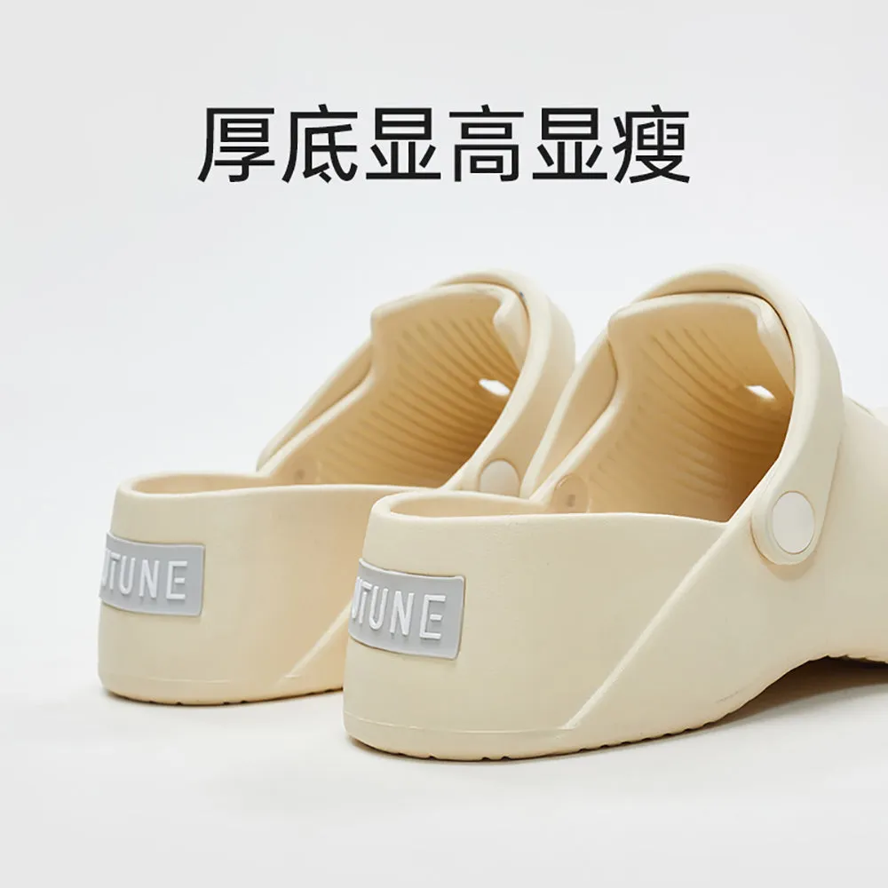 YouTune Thick-Soled Convertible Mules - Cream White, Size 37-38