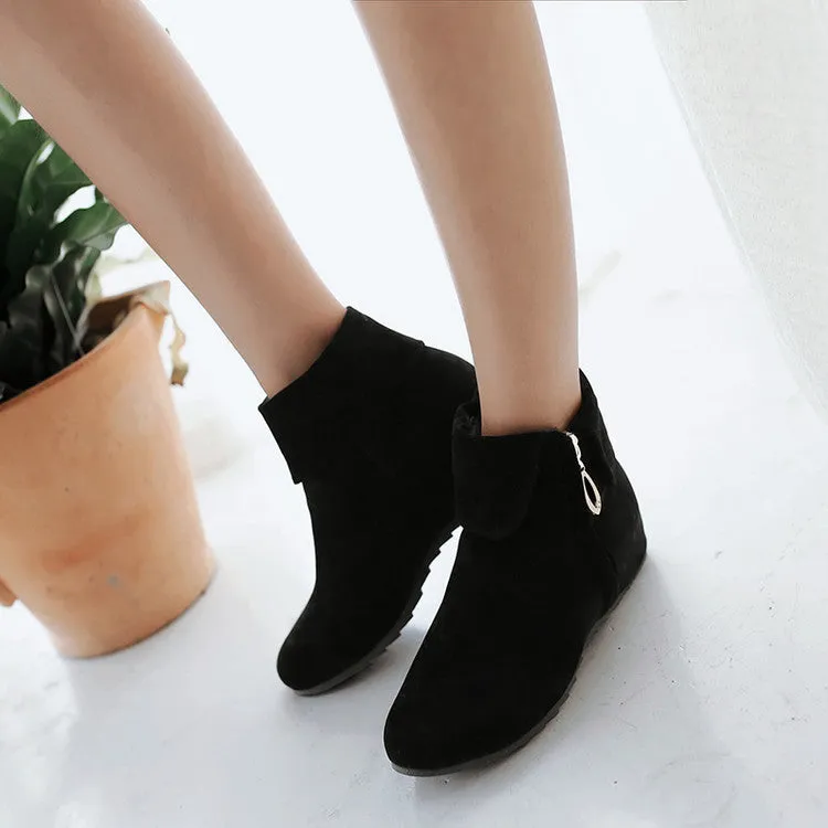 Zip Wedge Short Boots Plus Size Women Shoes 4205