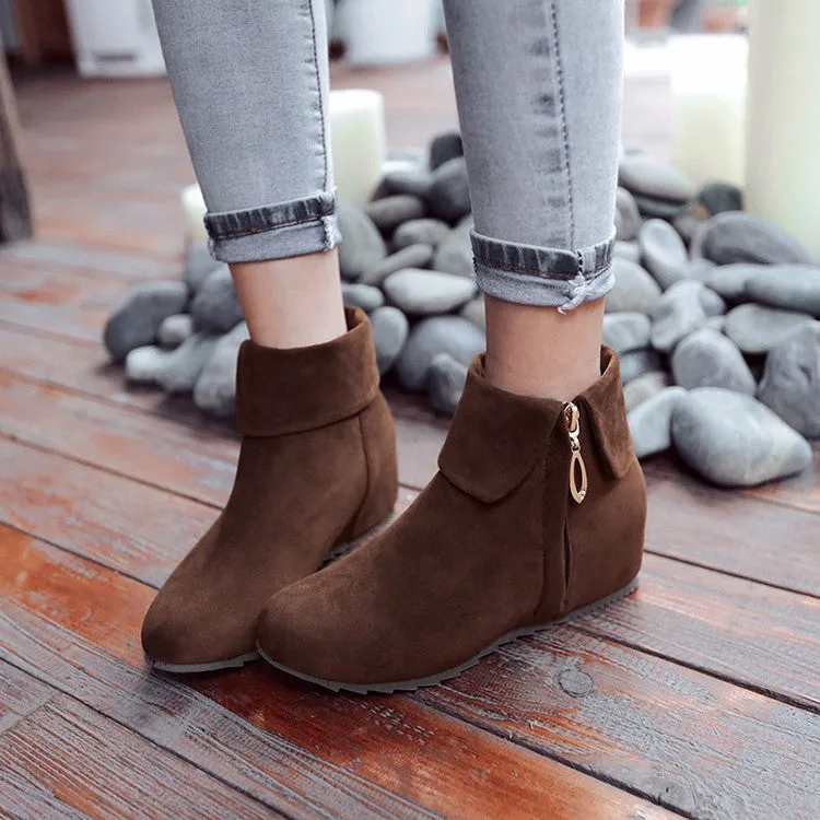 Zip Wedge Short Boots Plus Size Women Shoes 4205